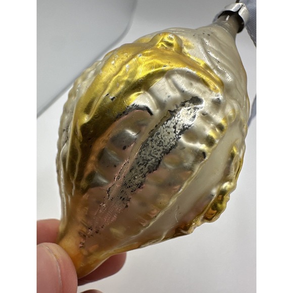 VTG Blown Glass Seashell Ornament Gold Silver Mercury Glass Christmas Coastal - Picture 13 of 16